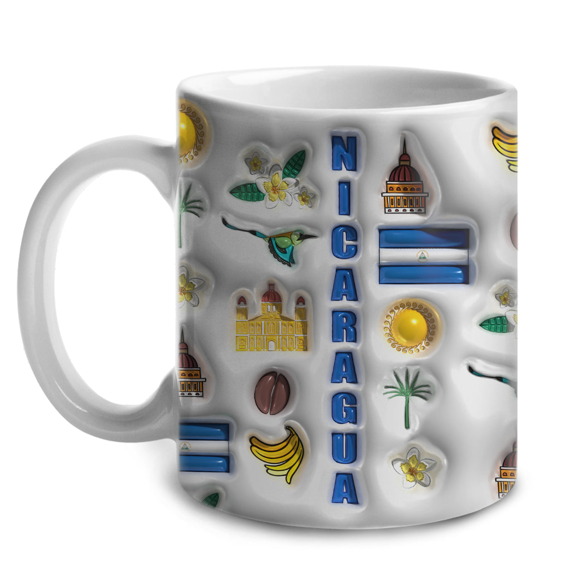 Nicaragua Coffee Mug Cup With Flag Symbols Arround