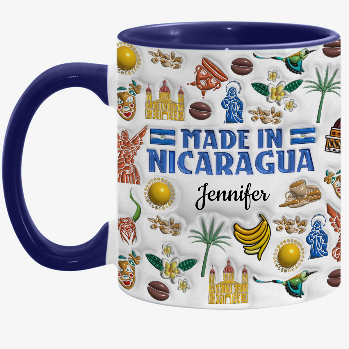 Customize Made In Nicaragua Coffee Accent Mug With Symbols