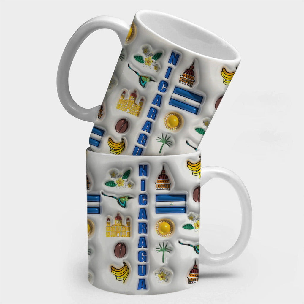 Nicaragua Coffee Mug Cup With Flag Symbols Arround