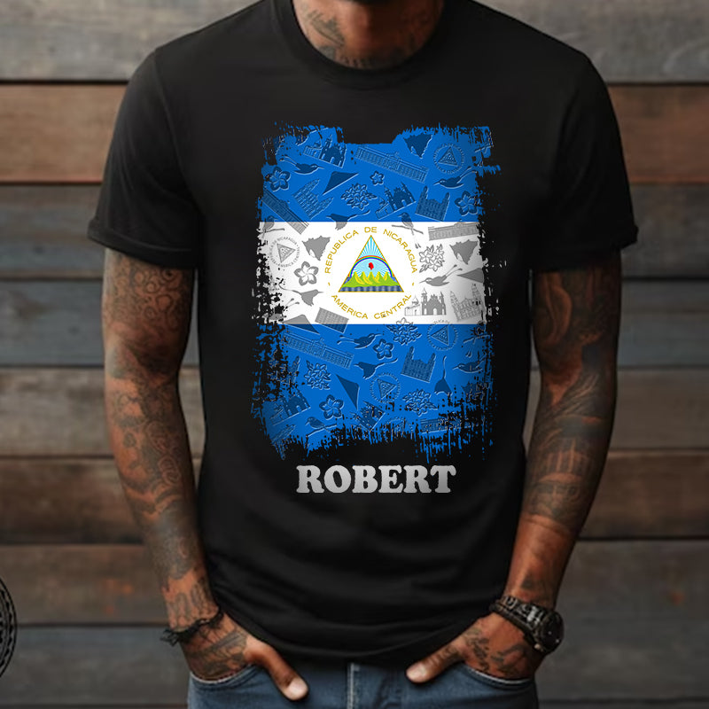 Nicaragua Flag Personalized T-shirt With Symbols