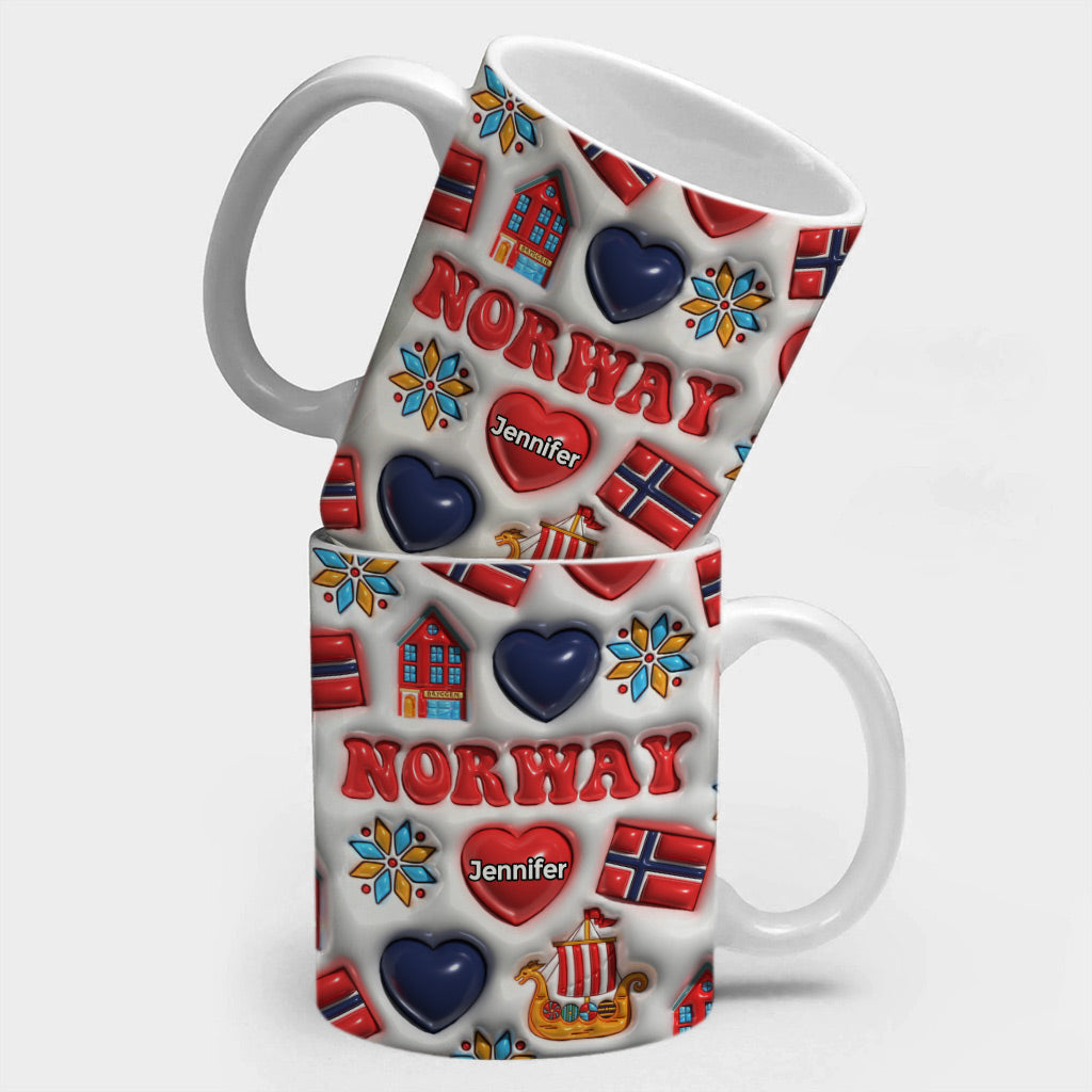 Norway Girl Coffee Mug Cup With Custom Your Name