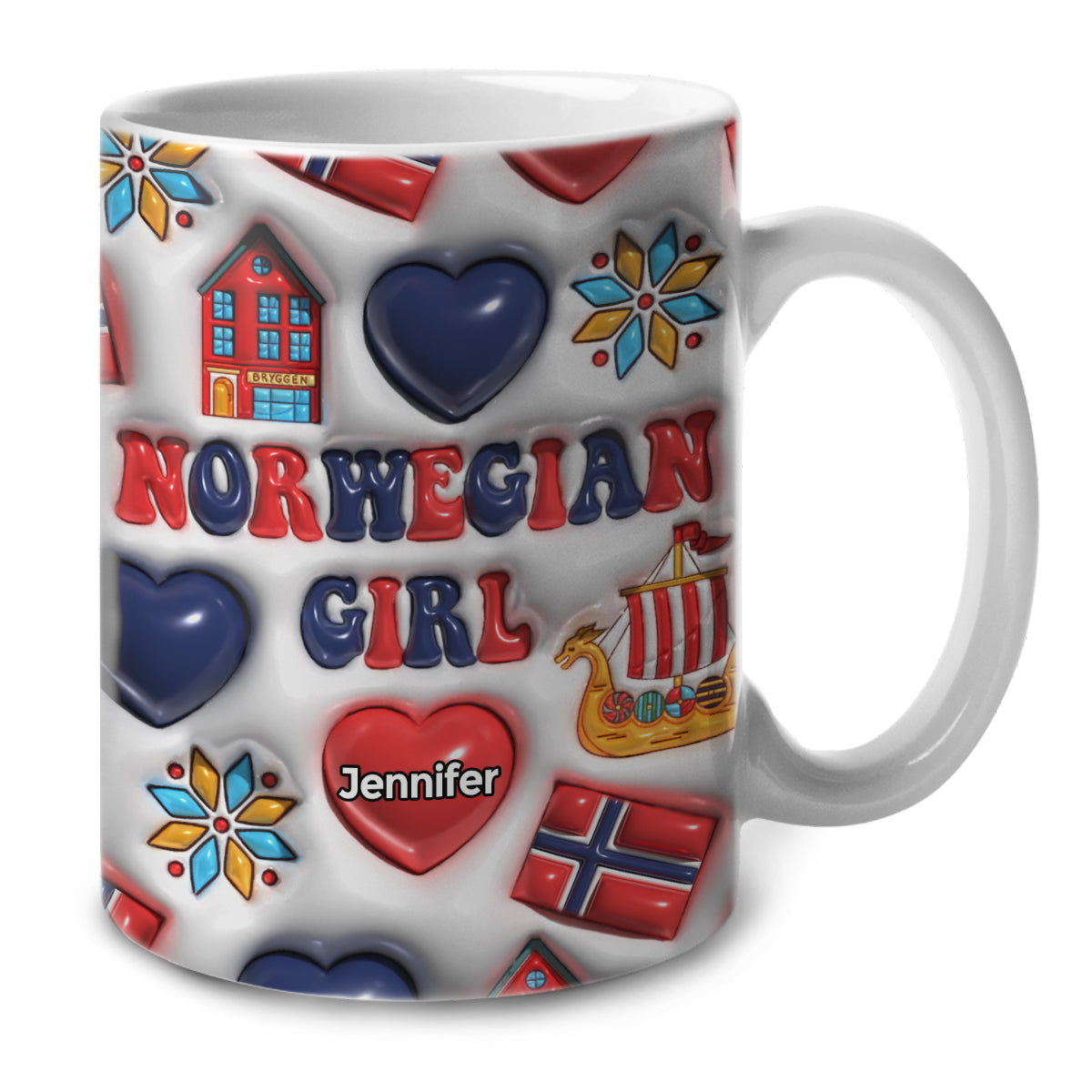 Norwegian Girl Coffee Mug Cup With Custom Your Name