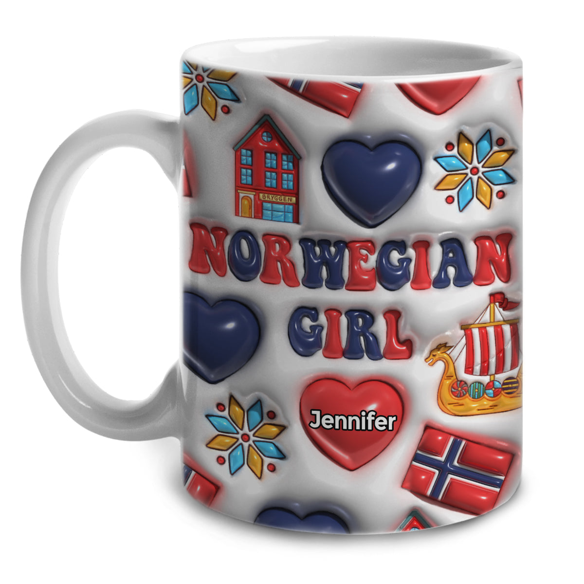 Norwegian Girl Coffee Mug Cup With Custom Your Name