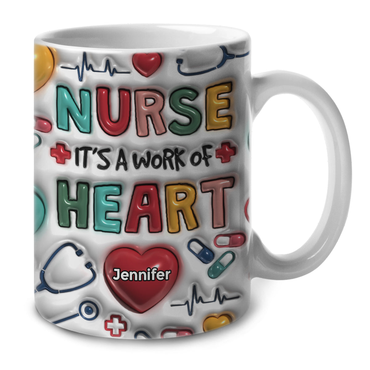 Nurse It&#39;s A Work Of Heart Coffee Mug Cup With Custom Your Name