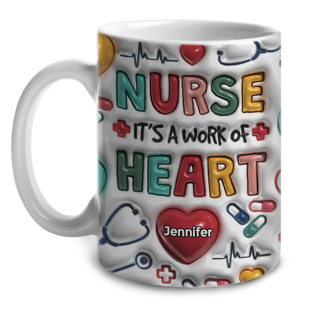 Nurse It's A Work Of Heart Coffee Mug Cup With Custom Your Name