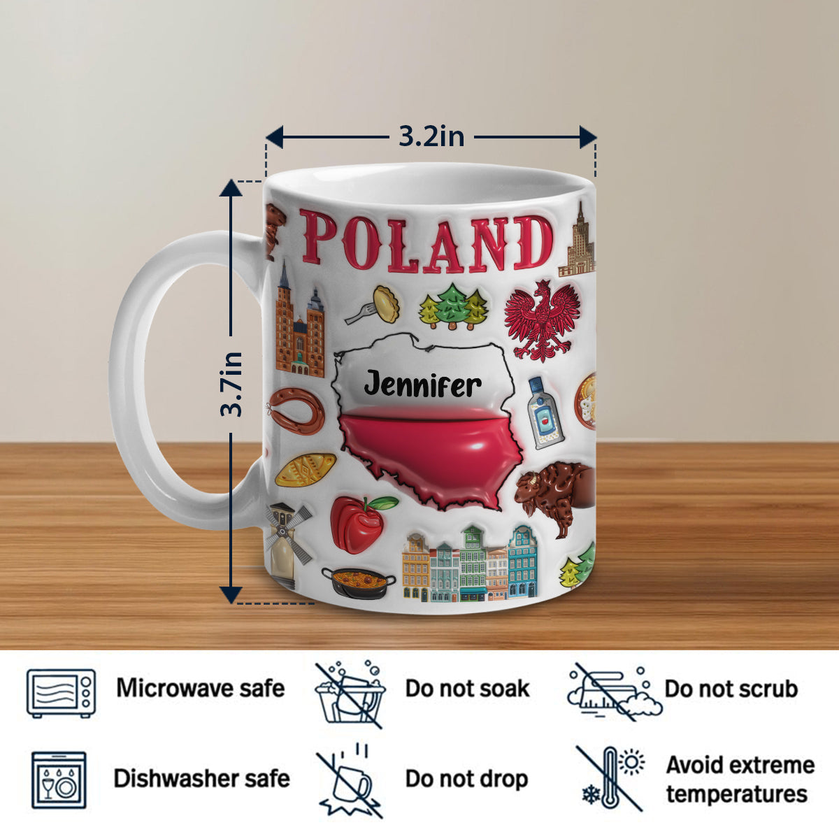 Custom Poland Coffee Mug Cup With Your Name