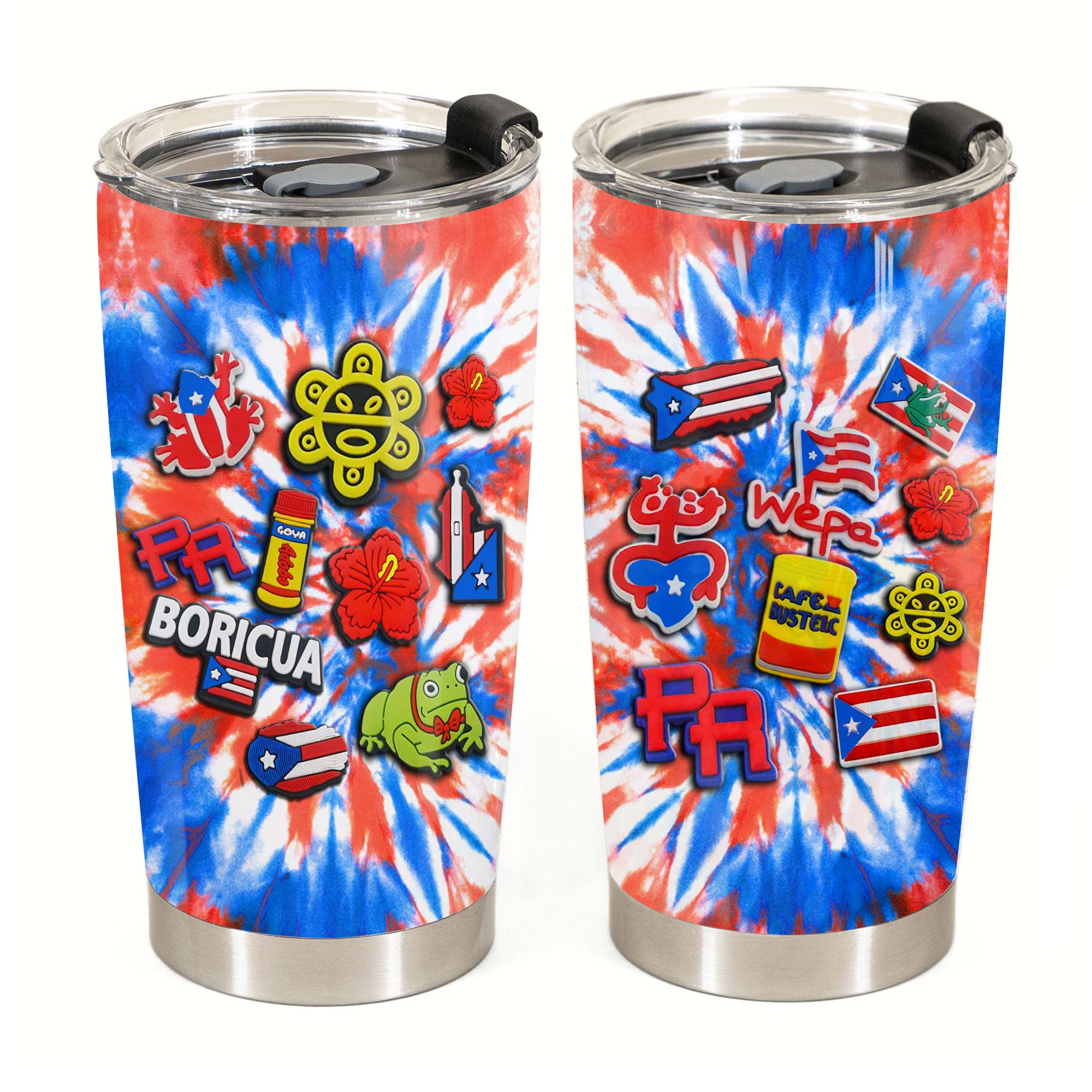 Puerto Rico Personalized Tumbler With Symbols Tie Dye