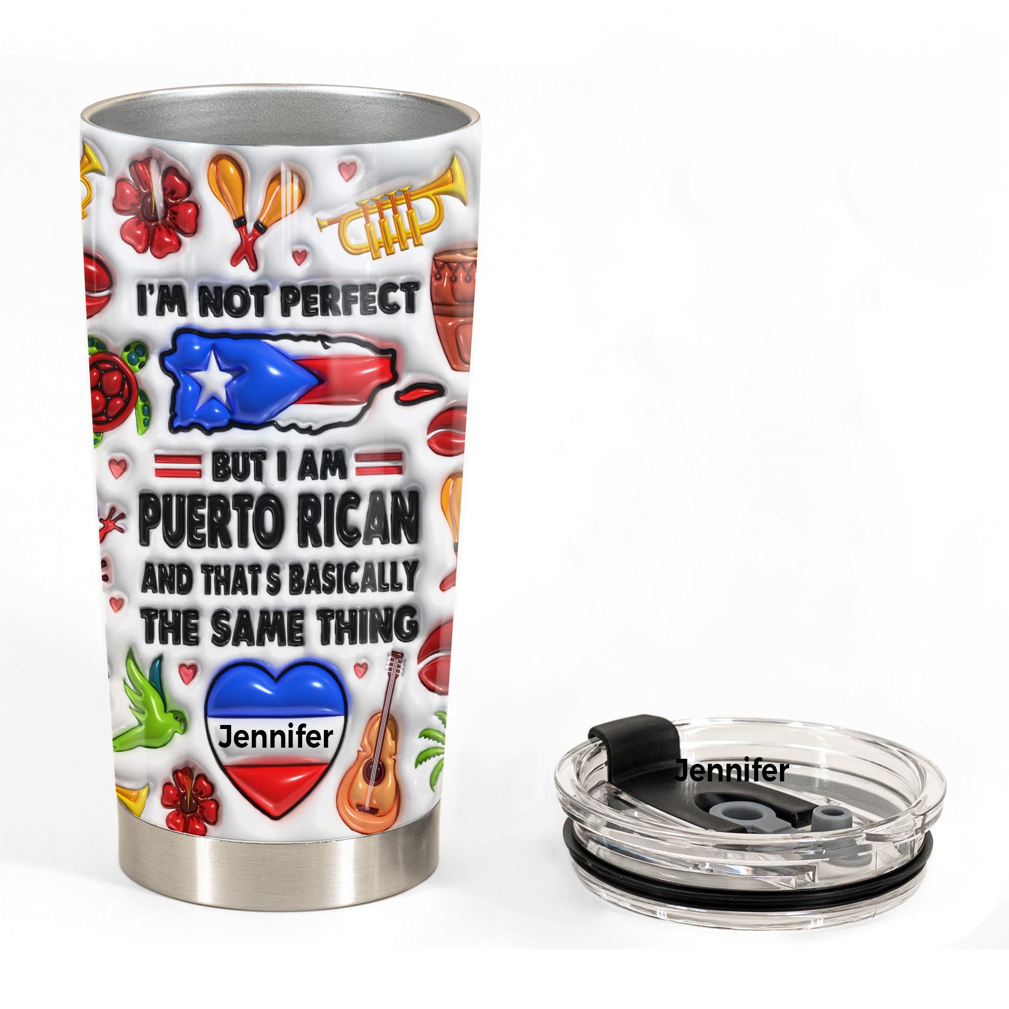 I'm Not Perfect but I'm Puerto Rican Personalized Tumbler