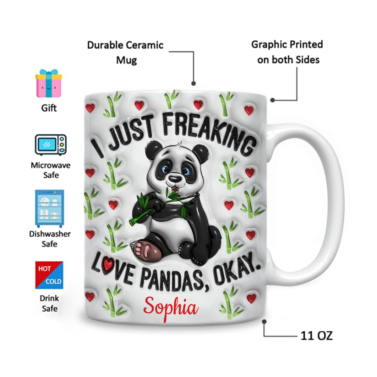 I Just Freaaking Love Pandas Personalized Coffee Mug Cup