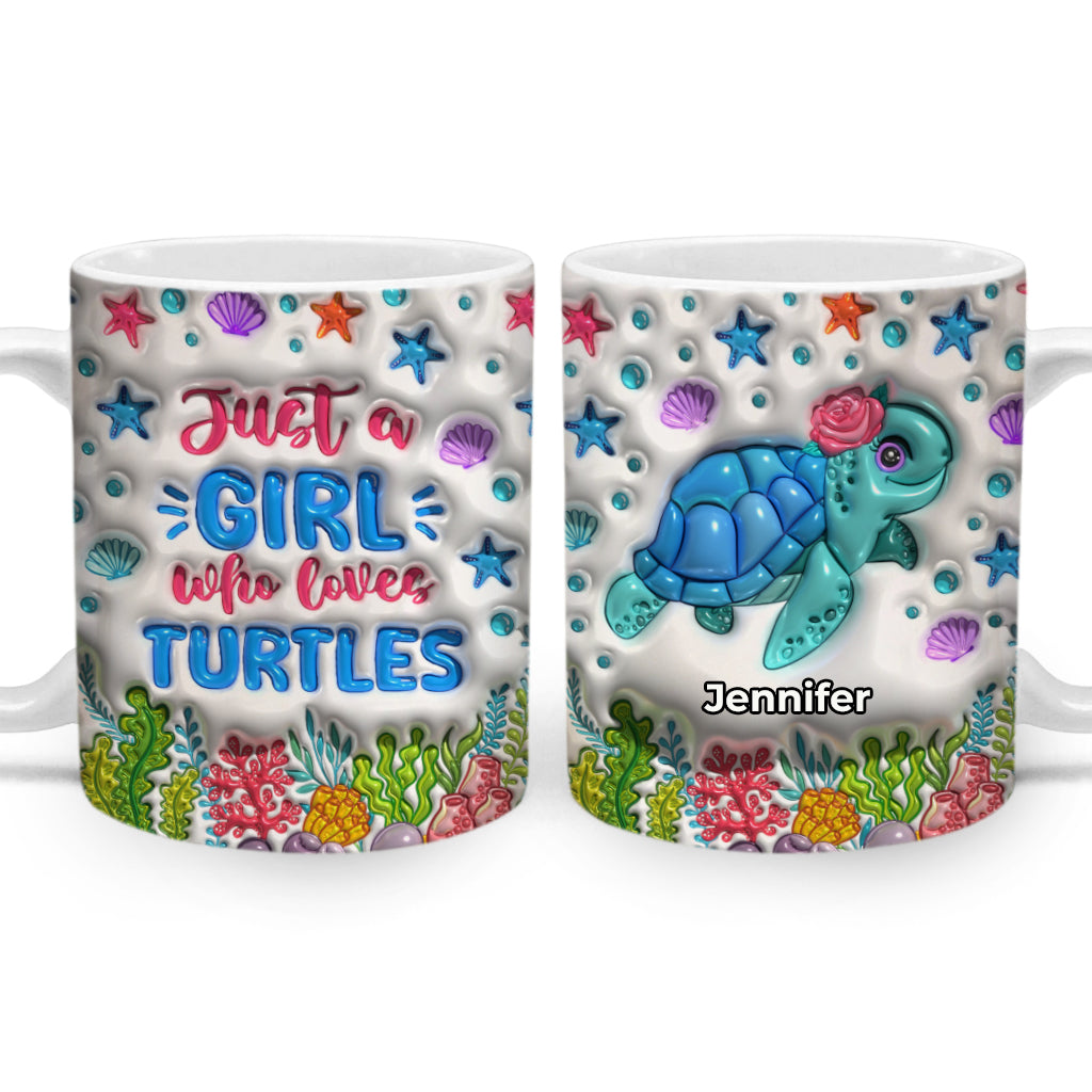 Personalized Girl Who Loves Turtles Coffee Mug Cup