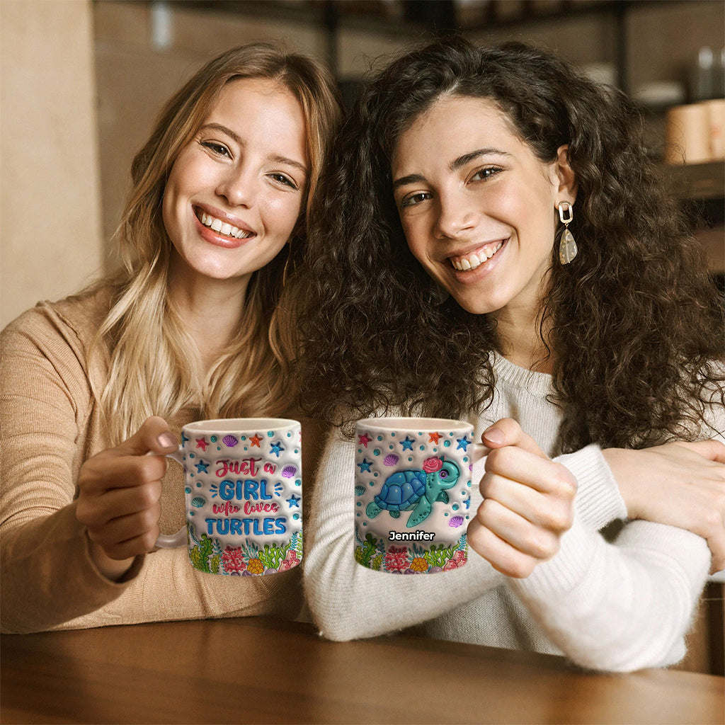 Personalized Girl Who Loves Turtles Coffee Mug Cup