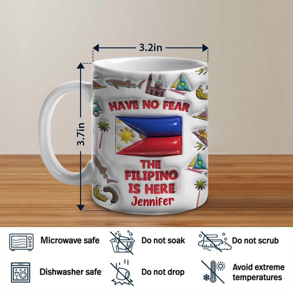 Have No Fear The Filipino Is Here Custom Coffee Mug Cup