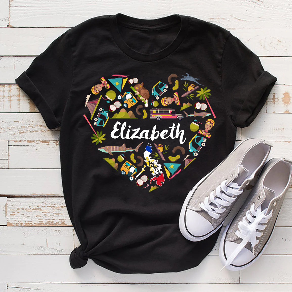 Custom Philippines Heart T-shirt With Your Name