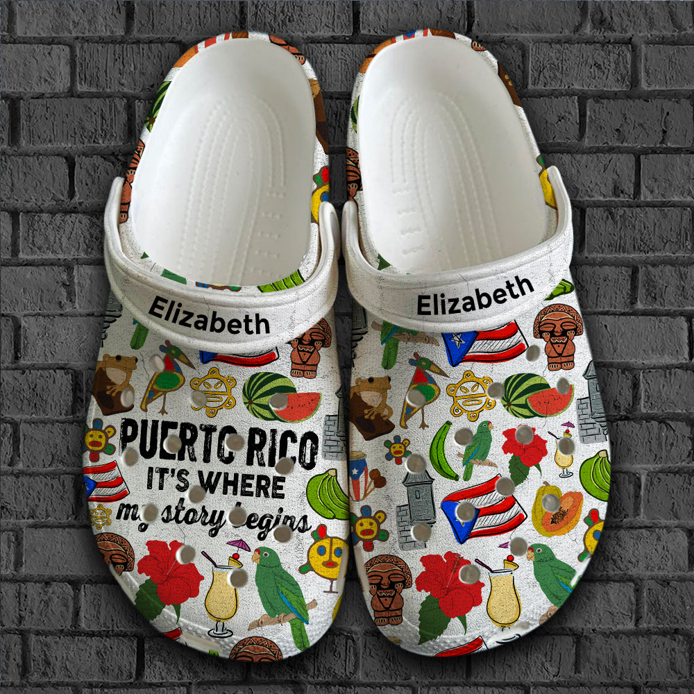 Custom Puerto Rico Clogs Shoes Puerto Rico It s Where My Story