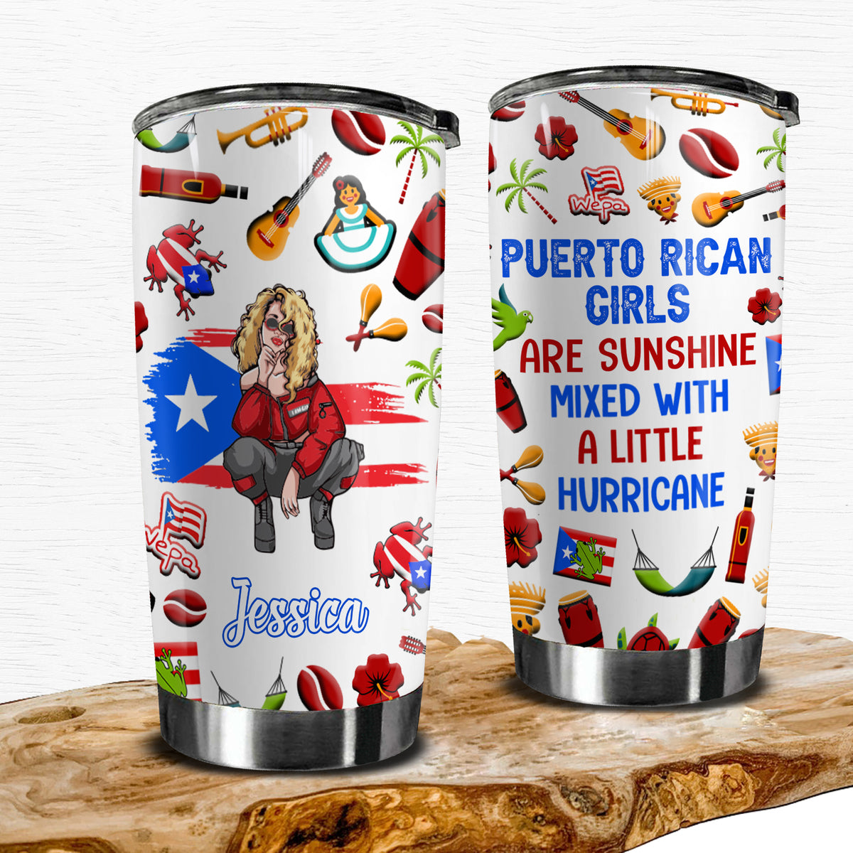 Skinny Tumbler Puerto Rico, Boricua Woman Insulated Tumbler. 