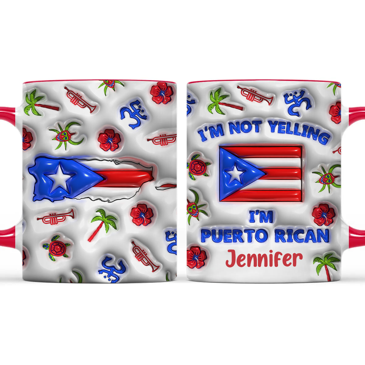 I&#39;m Not Yelling I&#39;m Puerto Rican Personalized Accent Coffee Mug Cup