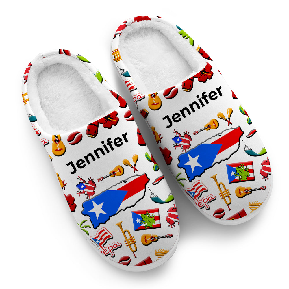 Puerto Rico Customized Slippers With Puerto Rican Flag And Symbols