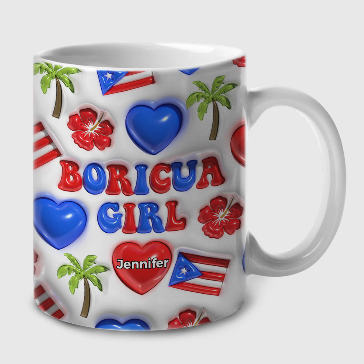 Puerto Rico Boricua Girl Coffee Mug Cup With Custom Your Name