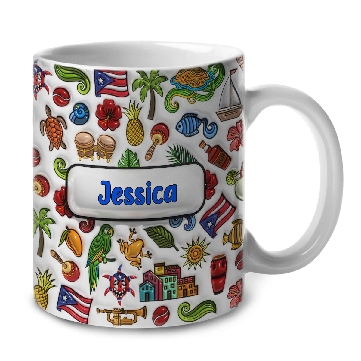 Puerto Rico Symbols Personalized Coffee Mug Cup