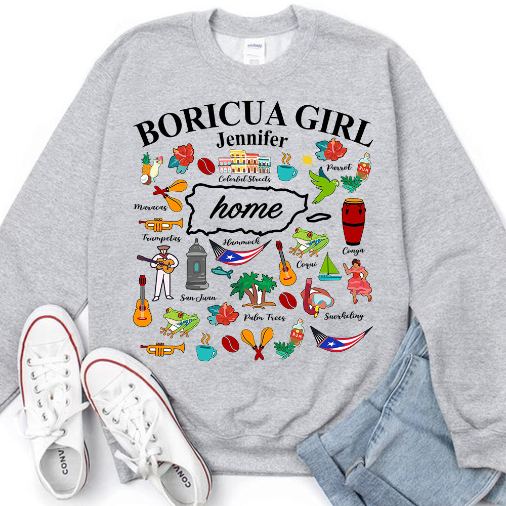 Custom Boricua Girl Sweatshirt With Your Name