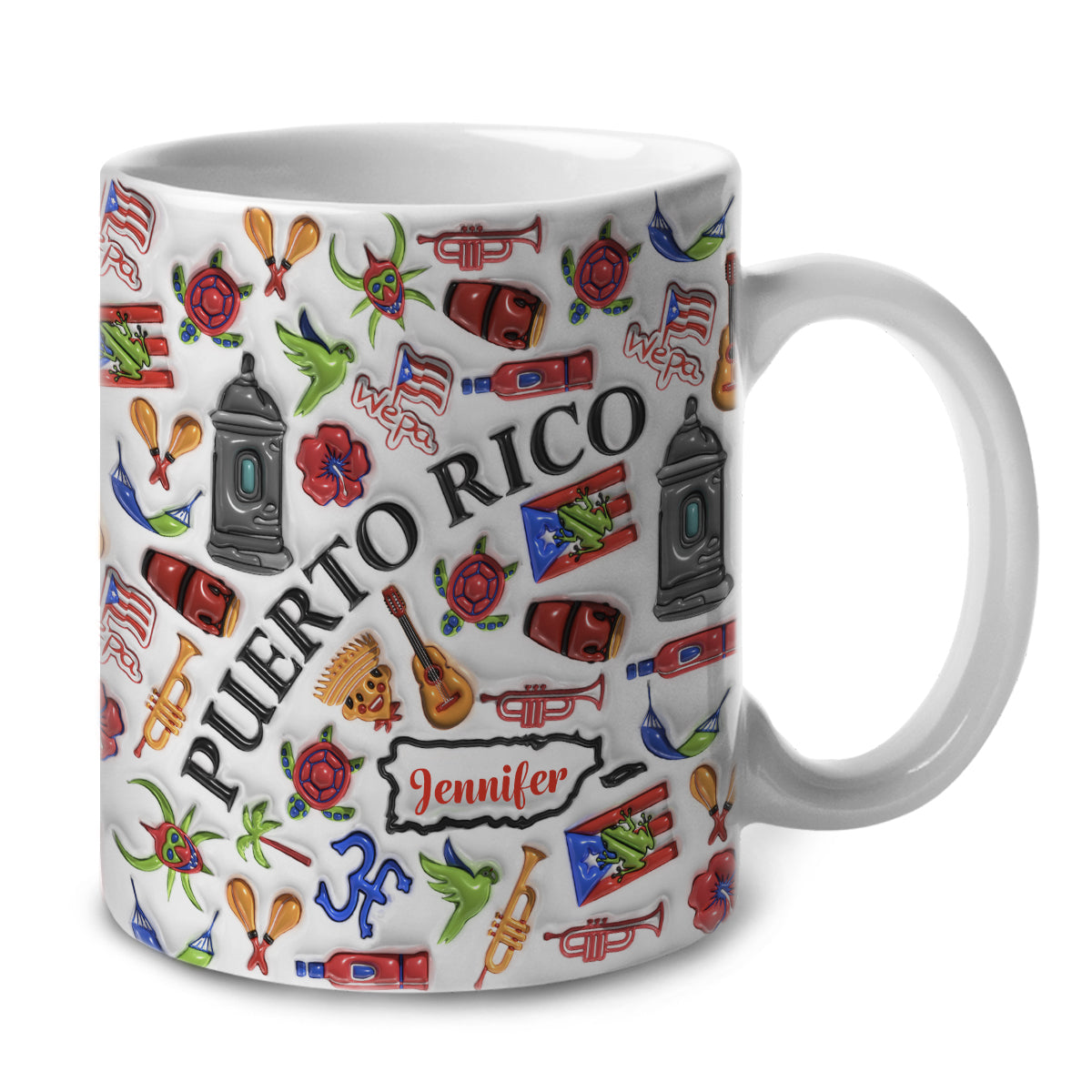 Custom Puerto Rico Coffee Mug Cup With Name In Map