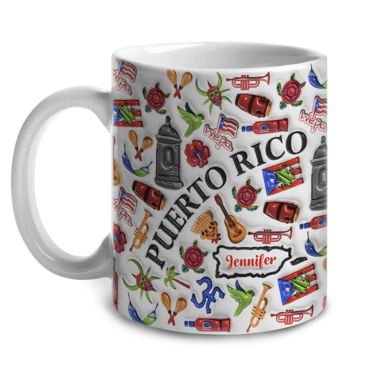 Custom Puerto Rico Coffee Mug Cup With Name In Map