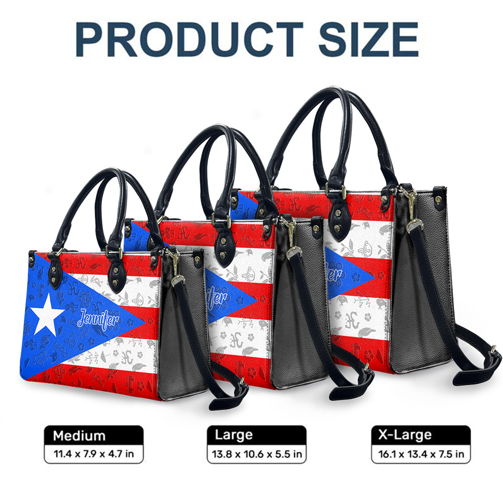 Custom Puerto Rico Leather Handbag Purse With Your Name