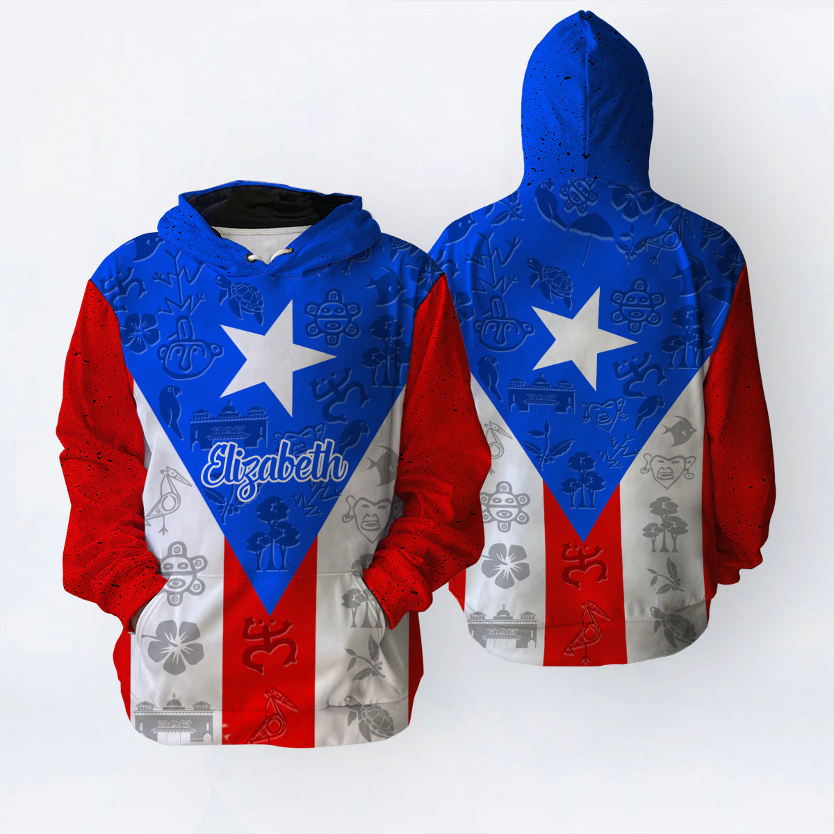 Custom Puerto Rico Flag Hoodie With Your Name