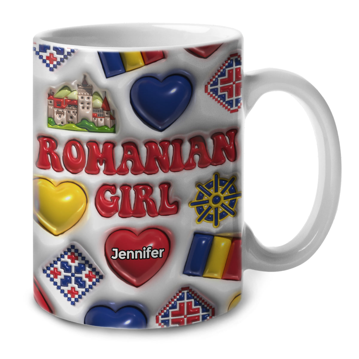 Romanian Girl Coffee Mug Cup With Custom Your Name