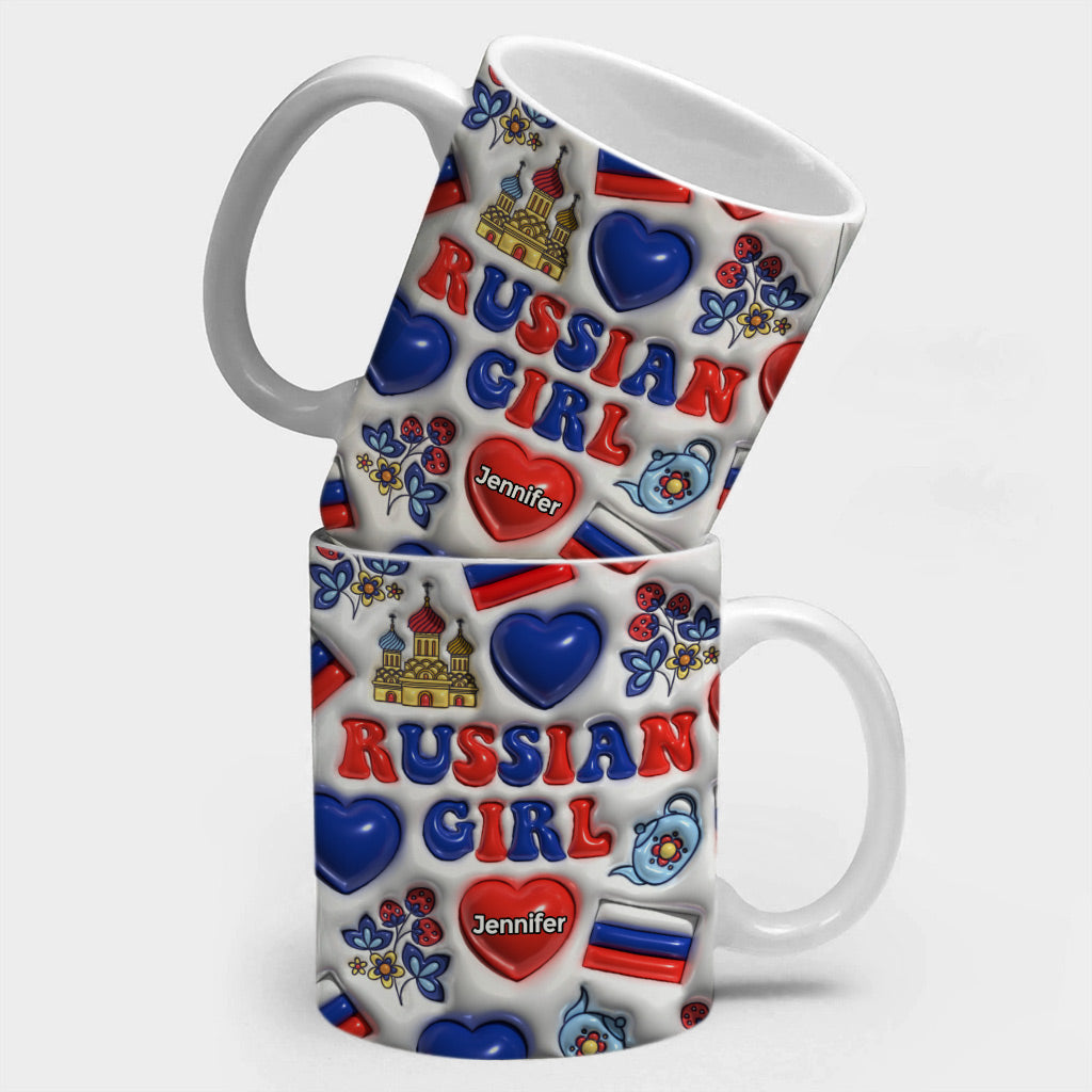 Russian Girl Coffee Mug Cup With Custom Your Name