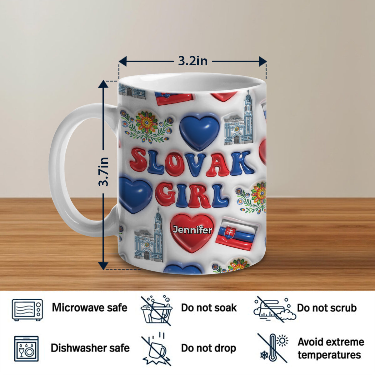 Slovak Girl Coffee Mug Cup With Custom Your Name