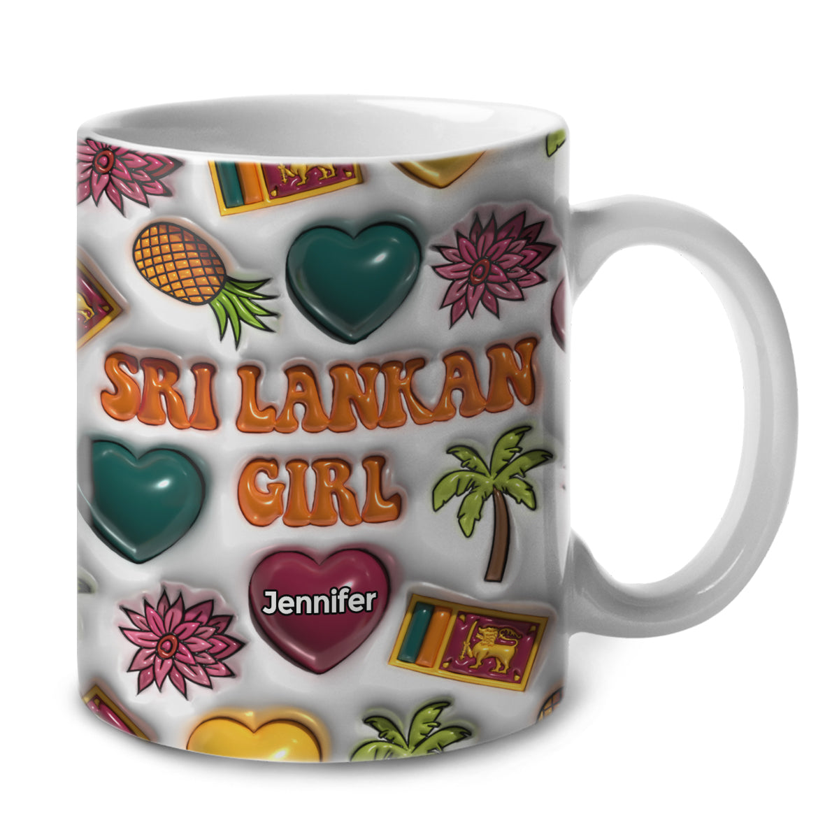 Sri Lankan Girl Coffee Mug Cup With Custom Your Name