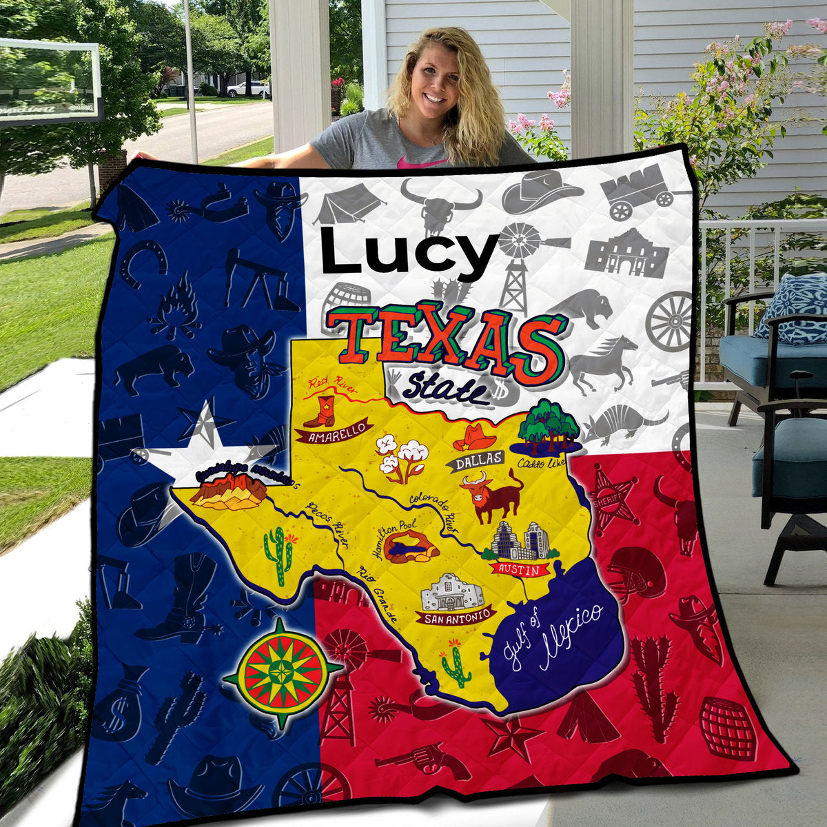 Texas Flag Personalized Blanket Quilt