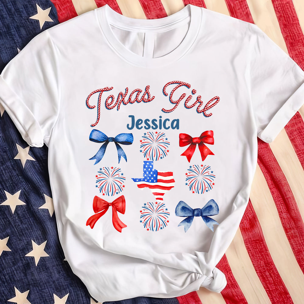 Personalized Texan Girl T-shirt For 4th Of July