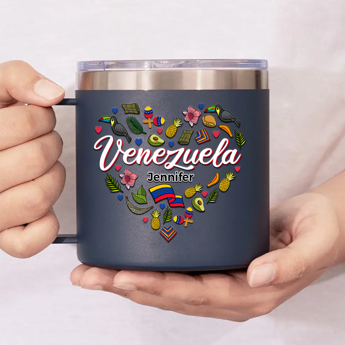 Custom Venezuela Heart 14oz Stainless Steel Tumbler With Your Name