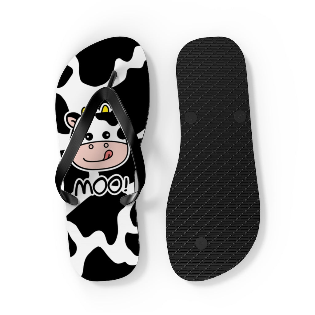 Cow Pattern Moo Flip Flops