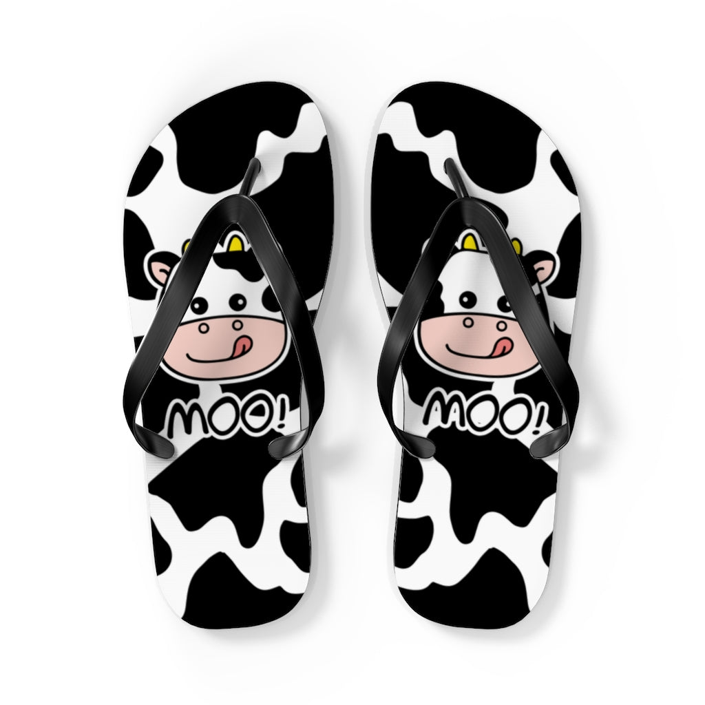 Cow Pattern Moo Flip Flops