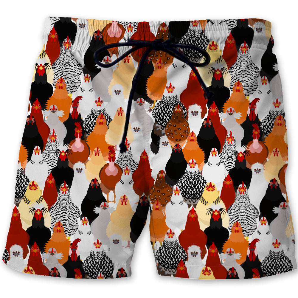 Many Chickens Men Beach Shorts