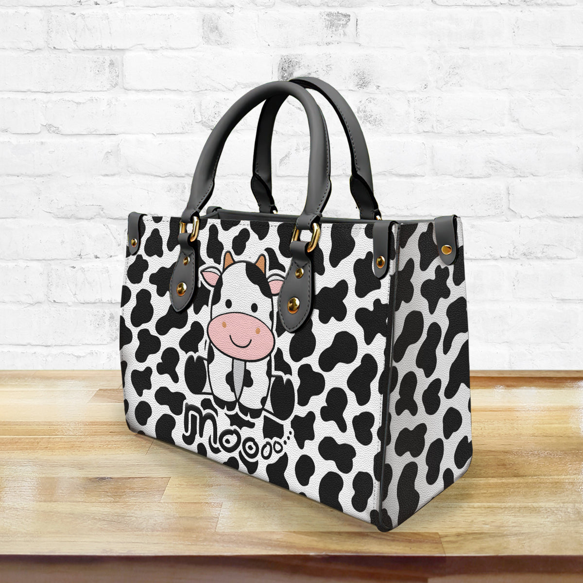 Cow Moo Leather Handbag