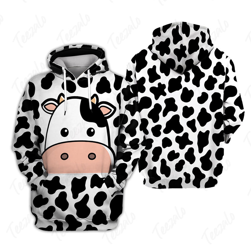 Cow Face All Over Hoodie TH0920