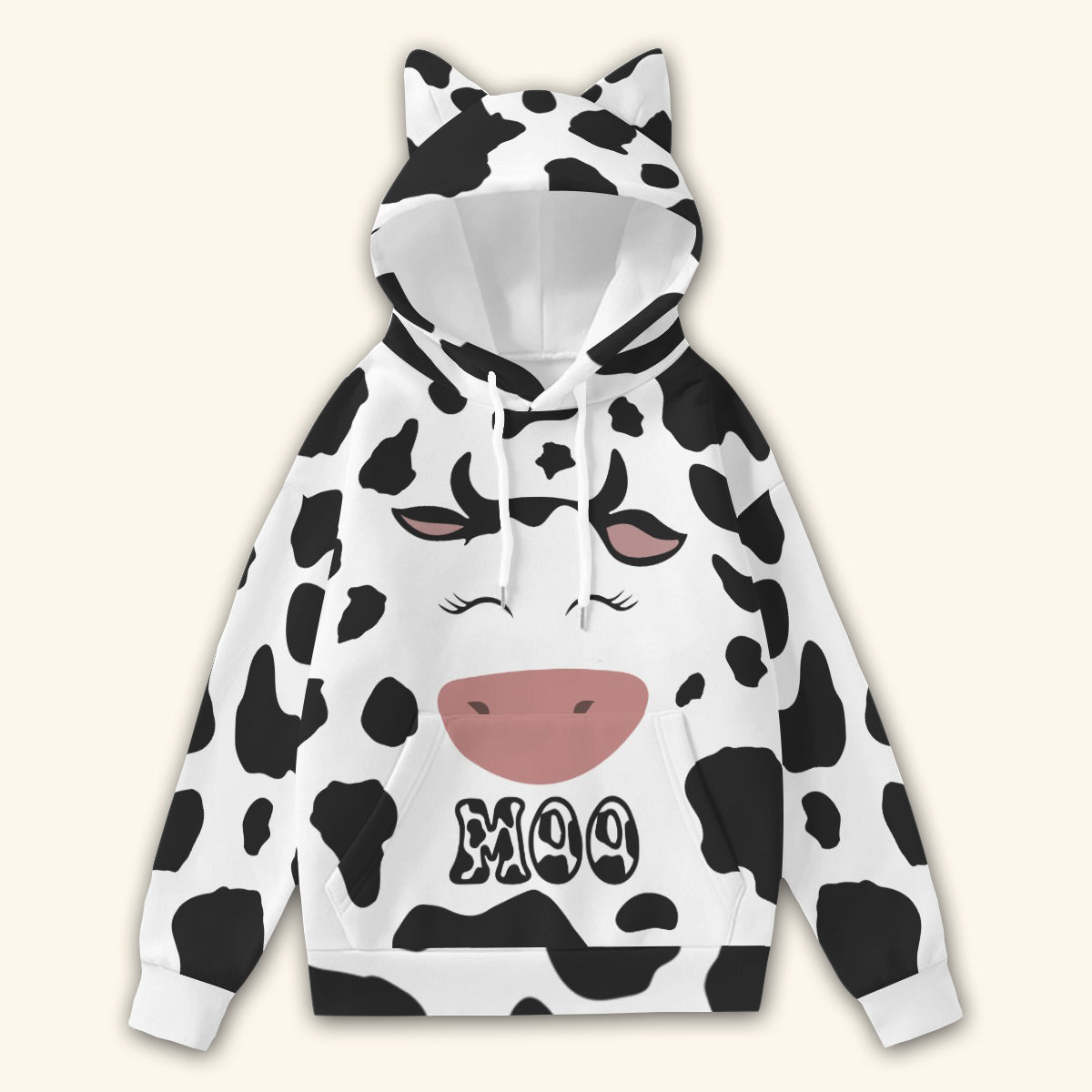 Cow Face Moo 3D All Over Women’s Hoodie