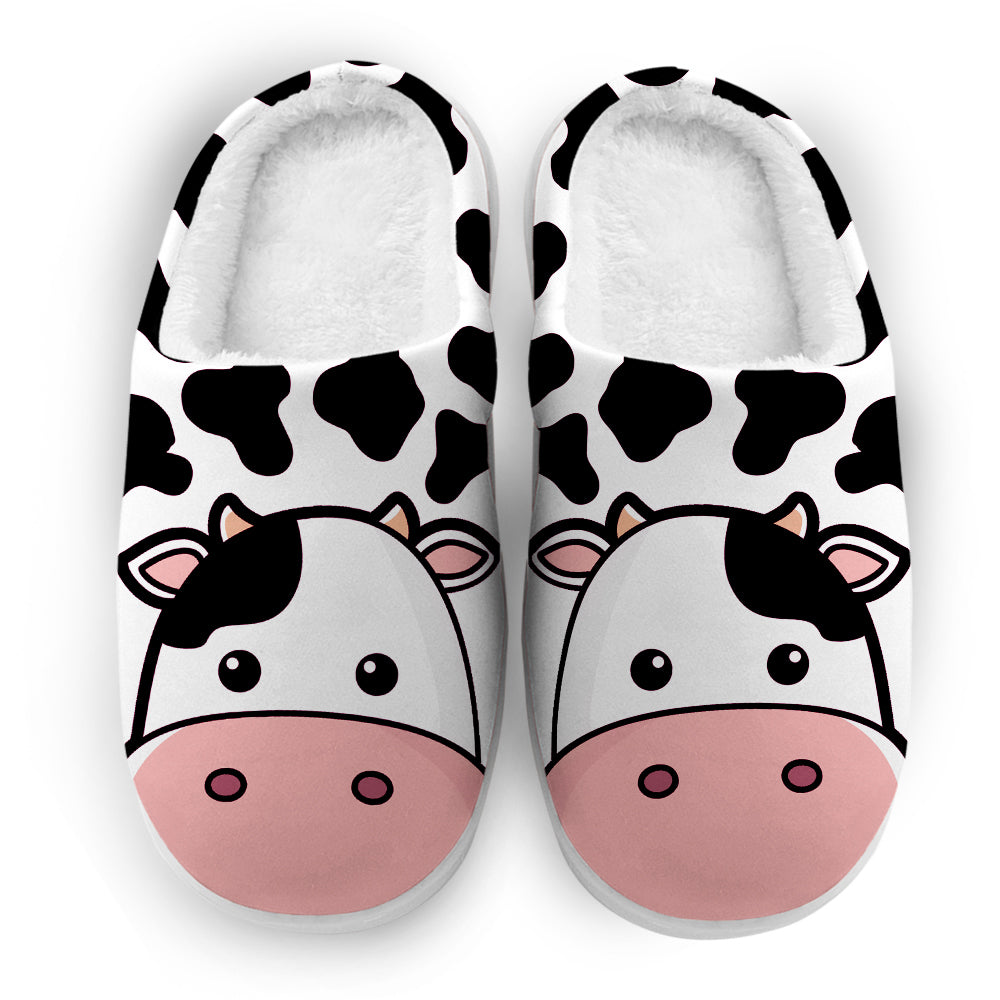 Custom Cow Face Plush Slippers