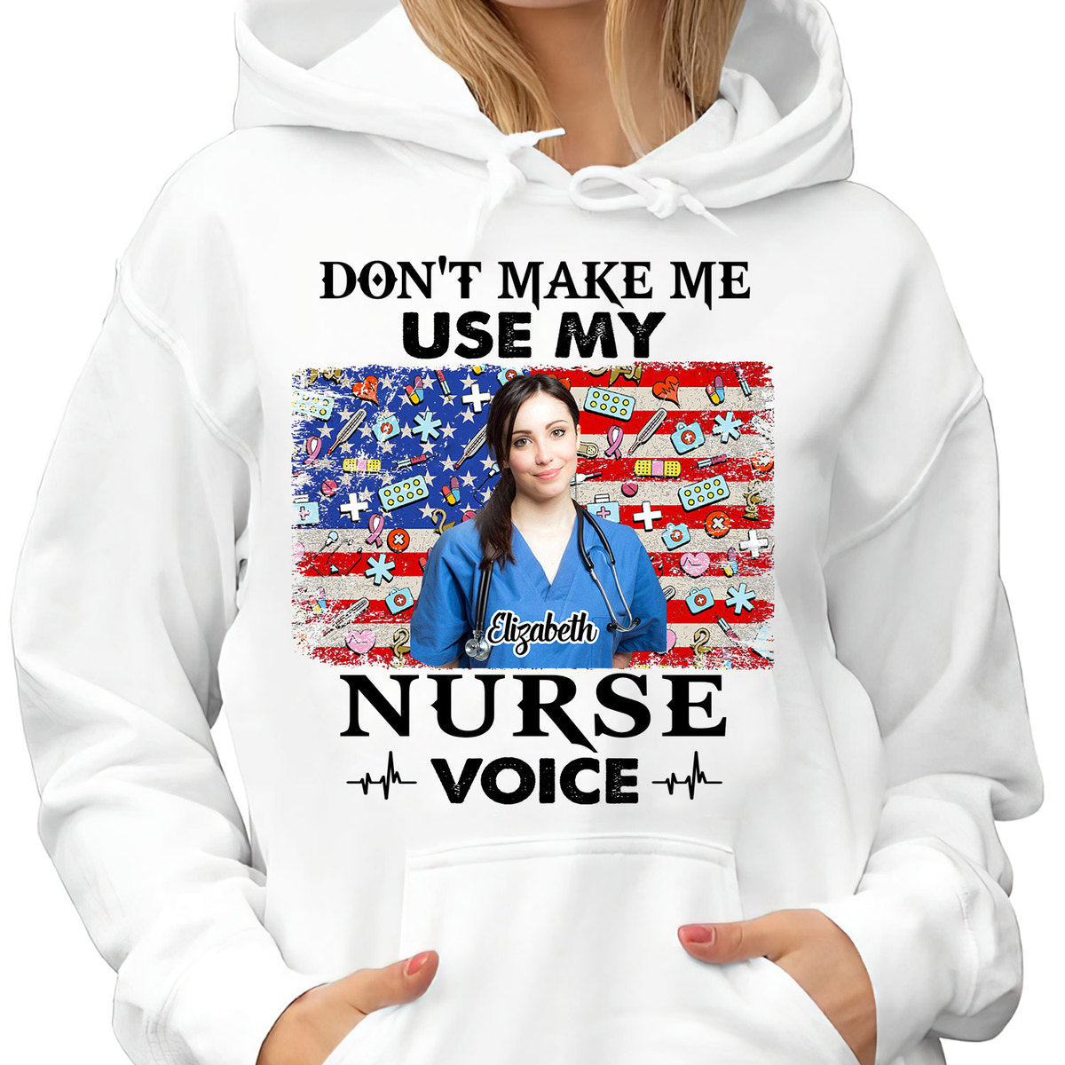 Personalized Nurse With Photo T-shirt, Don&#39;t Make Me Use My Nurse Voice