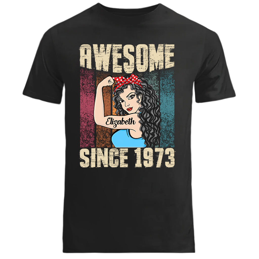 Custom 50th Birthday T-shirt For Women, Awesome Since 1973