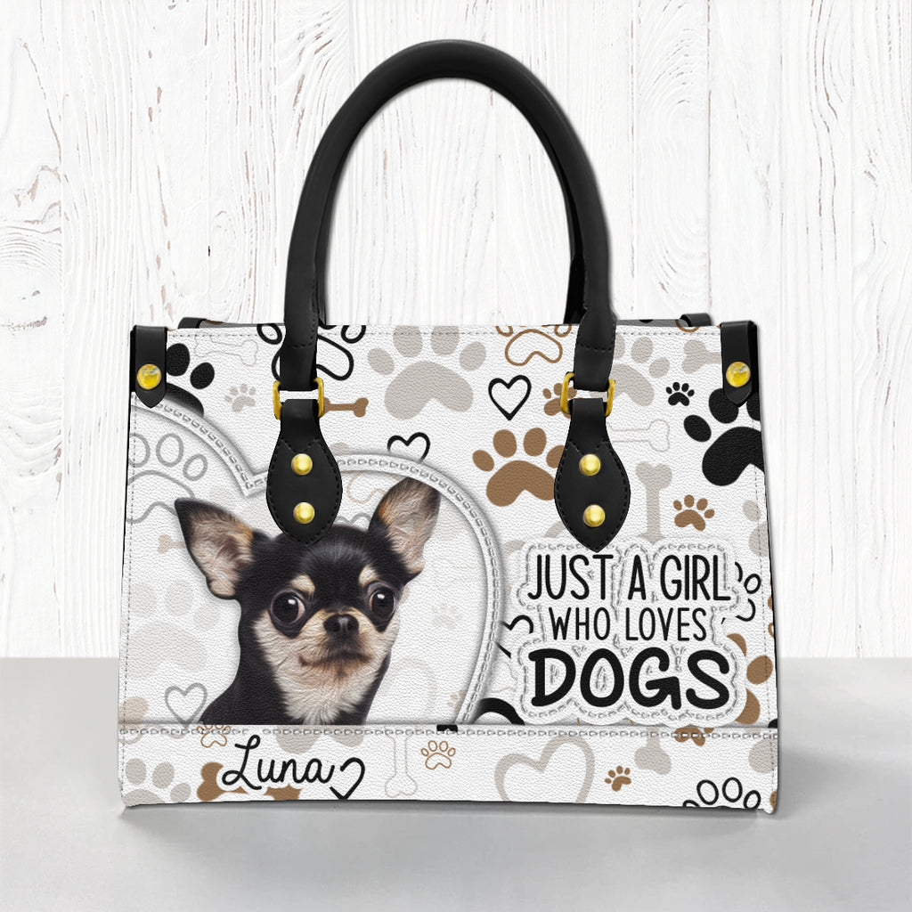 Dog Personalized Leather Handbag