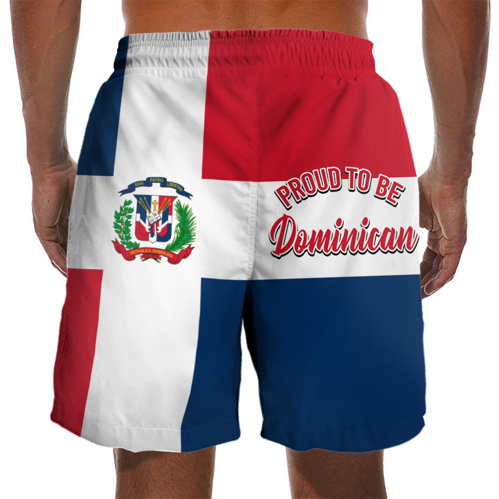 Proud To Be Dominican Flag Men Beach Shorts