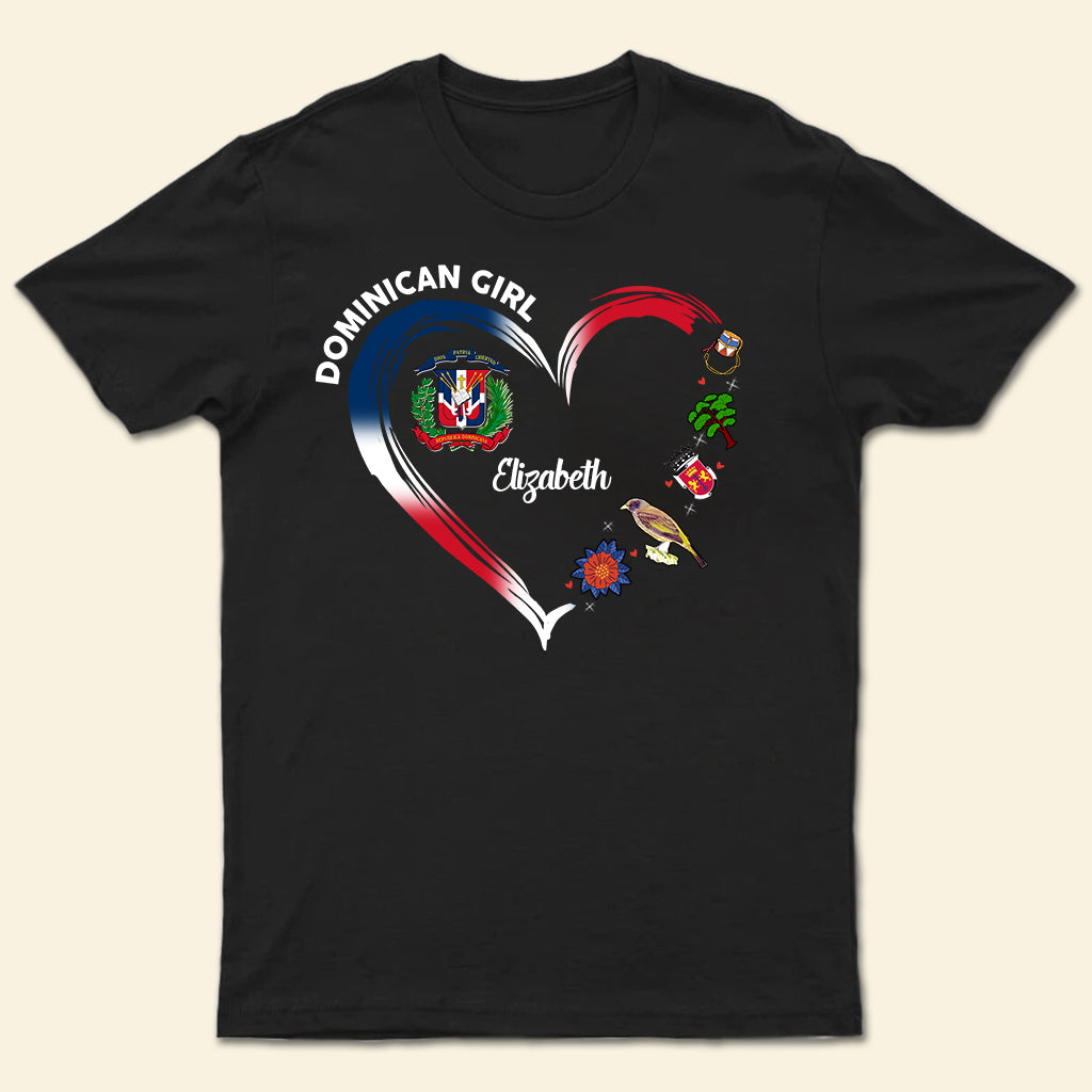 Dominican Girl Heart With Symbols Personalized T-shirt