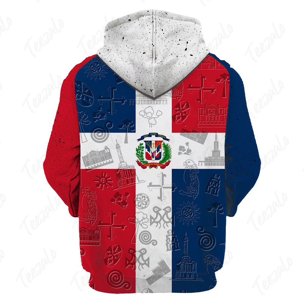 Dominican Flag And Symbol Personalized Hoodie With Your Name