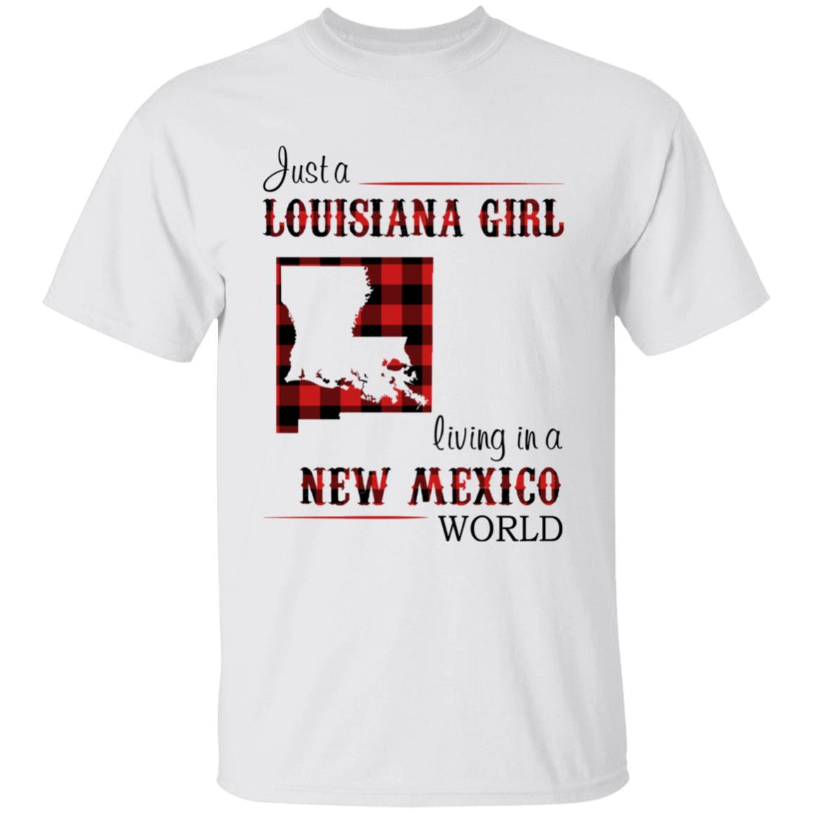 Just A Louisiana Girl Living In A New Mexico World T-shirt - T-shirt Born Live Plaid Red Teezalo