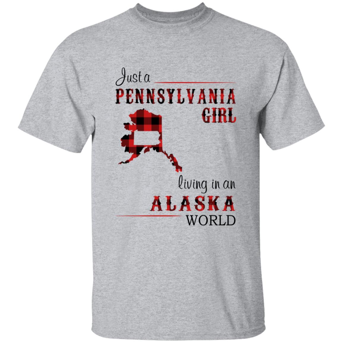 Just A Pennsylvania Girl Living In An Alaska World T-shirt - T-shirt Born Live Plaid Red Teezalo